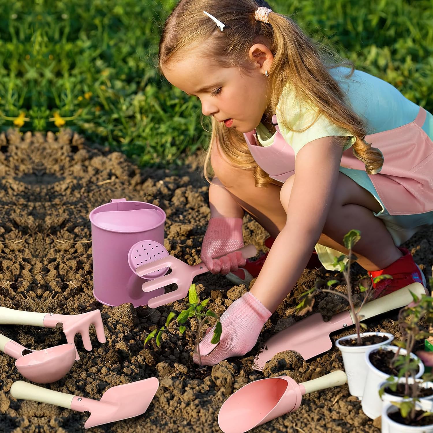 Gardening Tools Kit For Kids - Çocuk Bahçe Seti 7 Parça, Çiçekli