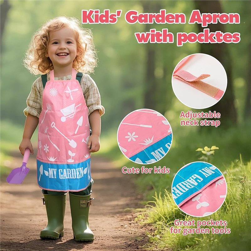 Gardening Tools Kit For Kids - Superior-Kids Pembe Bahçe Aletleri Seti Metal