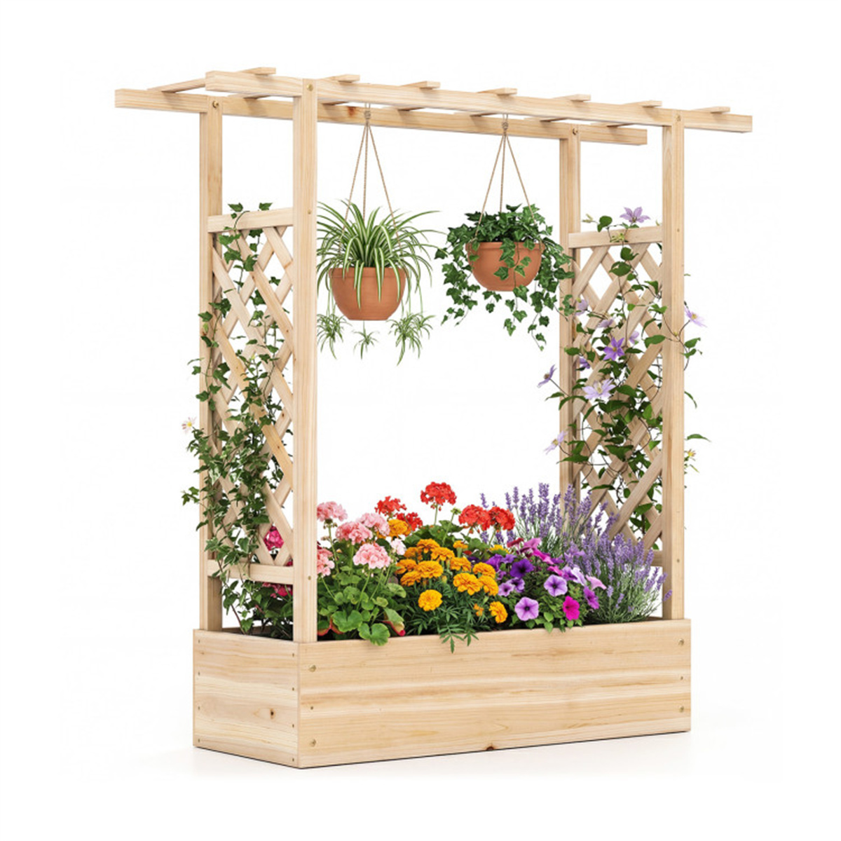 Raised Bed Planter Box - Yan Kafesli Köknar Ağacından Yükseltilmiş Bahçe