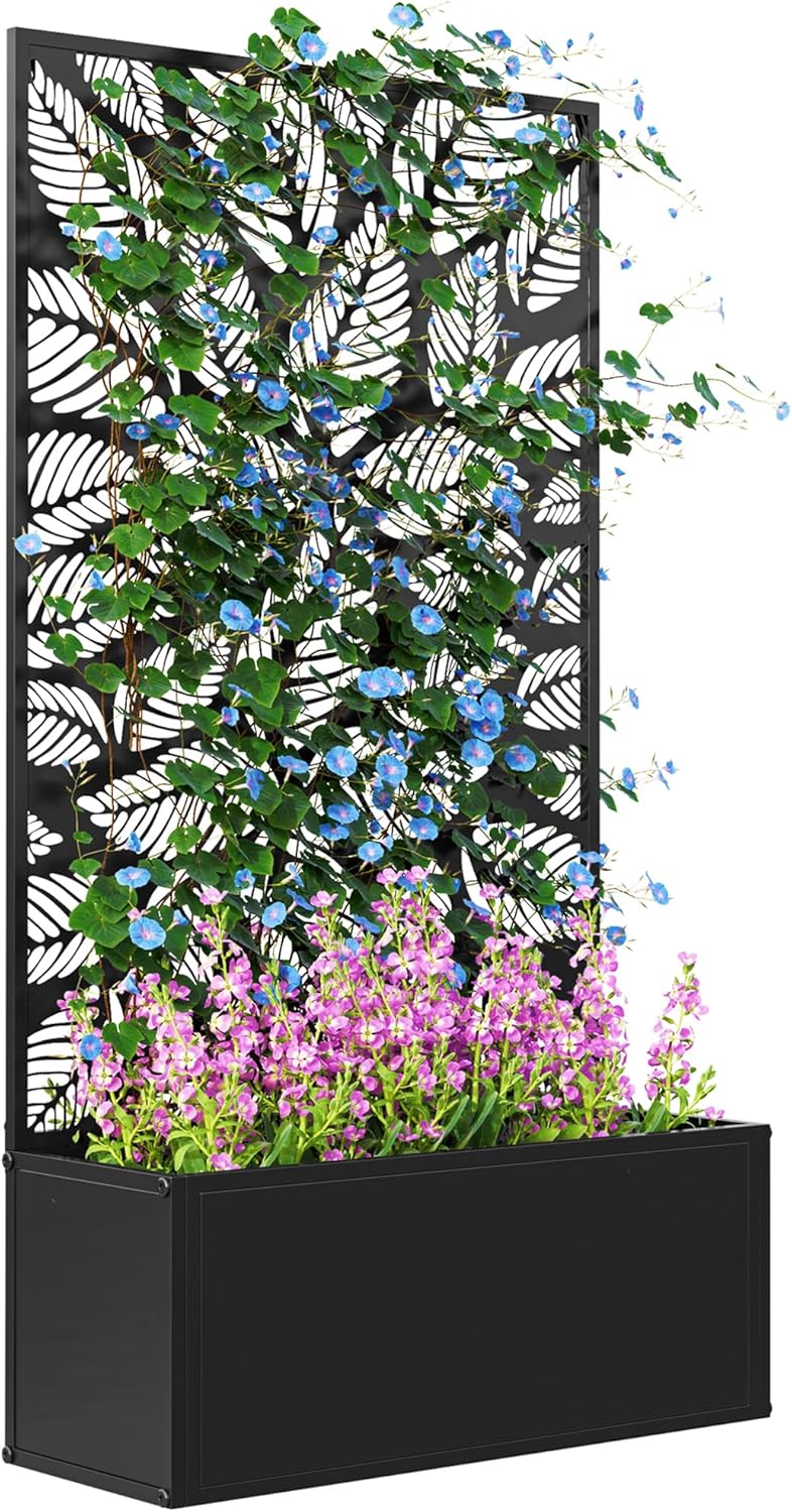 Raised Bed Planter Box - Tırmanıcı Bitkiler için Çerçeveli Metal Yükseltilmiş