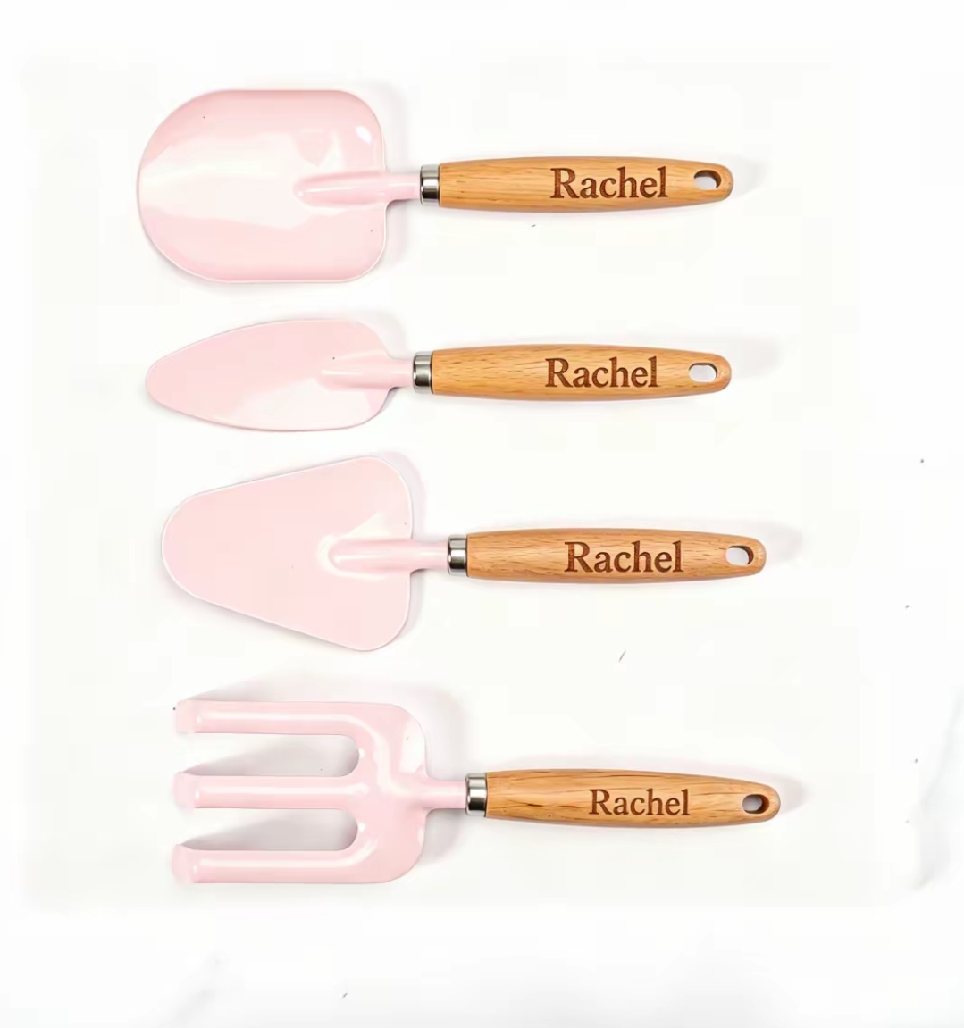 Gardening Tools Names - Kişiselleştirilmiş İsimli Mini Ahşap Saplı Bahçe